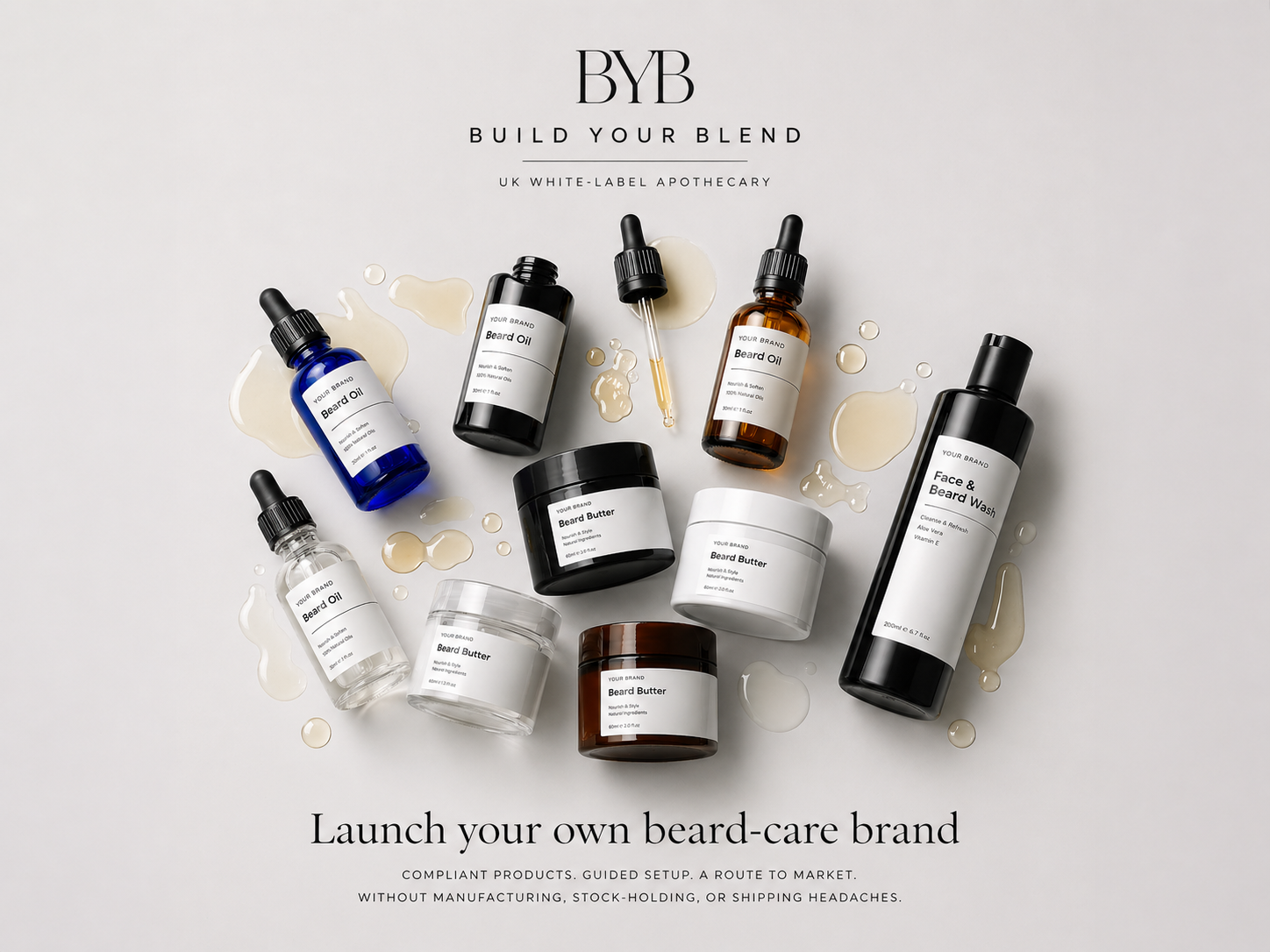 Build Your Blend — three beard-care products arranged on a warm surface